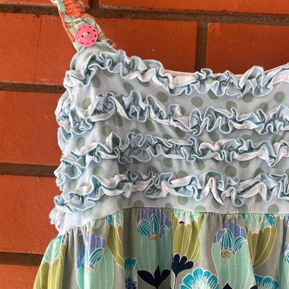 MATILDA JANE Girl's Smocked Green Blue Floral Sleeveless Top Size 10 - Picture 2 of 7